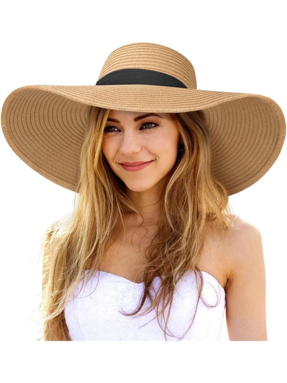 Wide Brim Floppy Sun Hat for Women | Foldable Straw Beach Hat with Adjustable